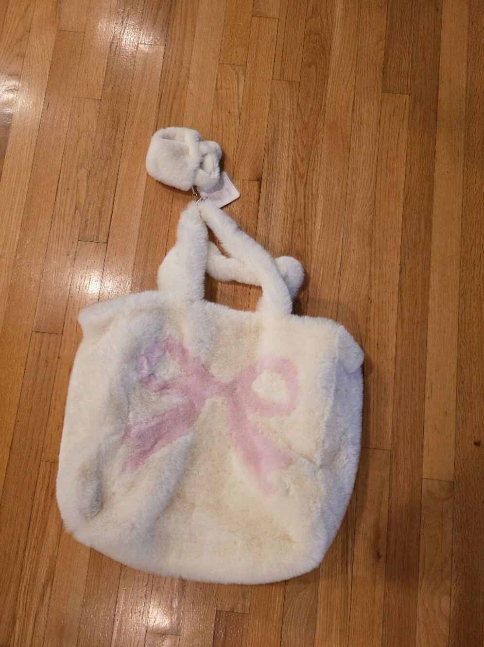 Fluffy Bow Tote And Mini Purse